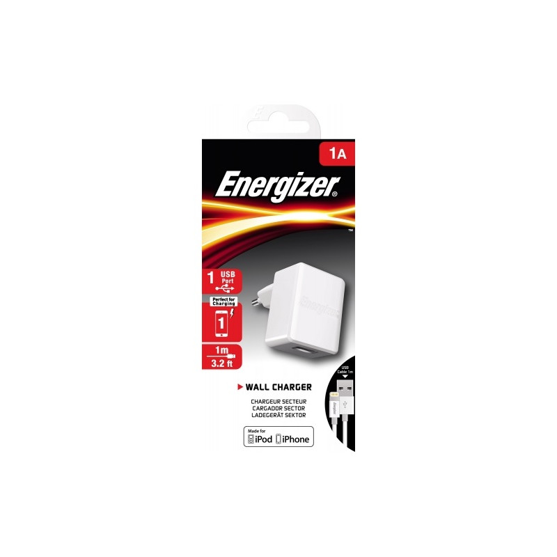 Chargeur secteur Energizer 1A USB + Câble Lightning image 0