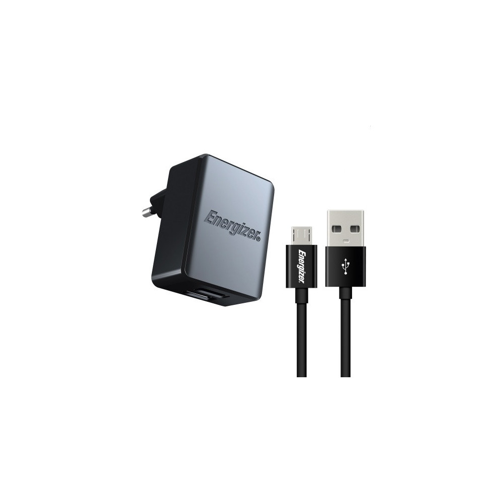 Chargeur secteur Energizer 3.4A 2 Port USB + Câble Vers Micro-USB