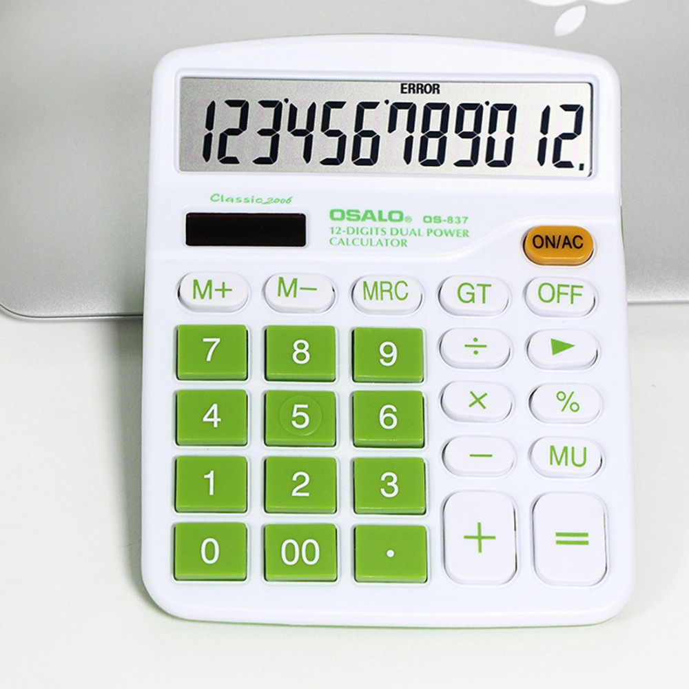 Calculatrice de bureau Osalo à énergie Solaire OS-837VC / Vert Ou Bleu