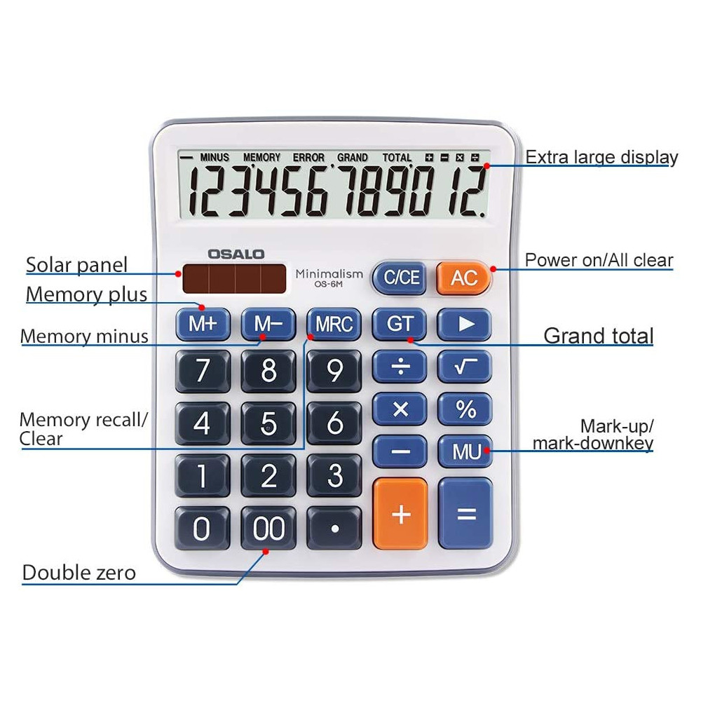 Calculatrice de bureau 12 chiffres OSALO OS-6M