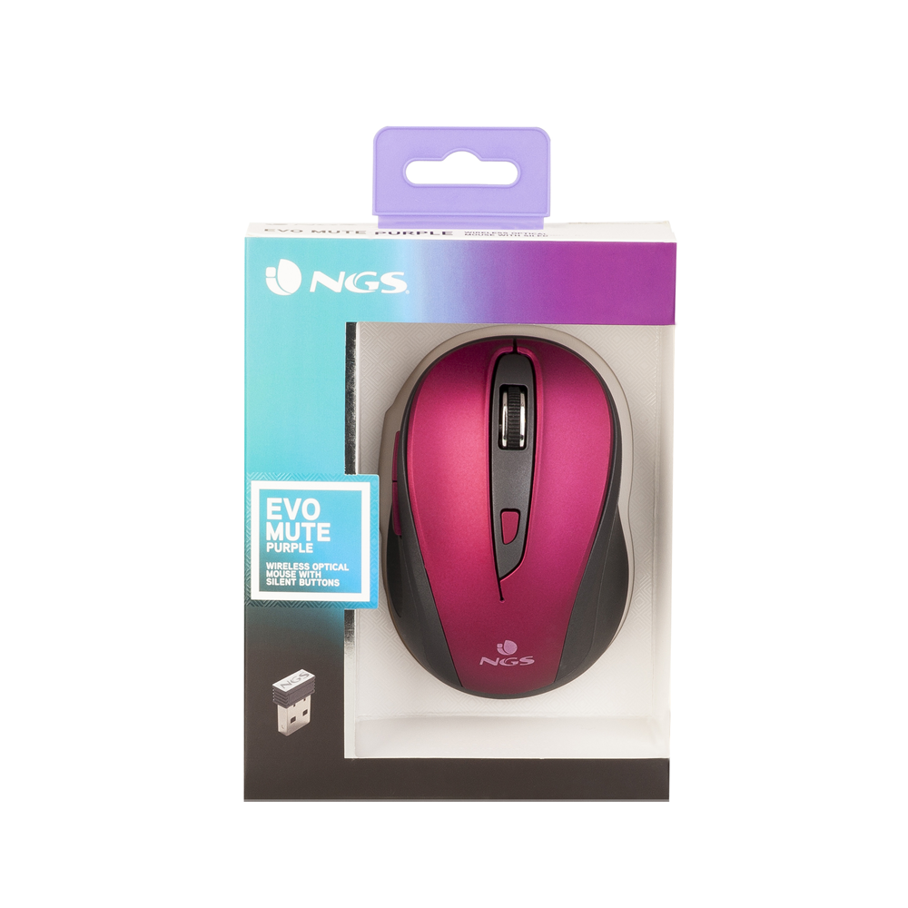 Souris Optique Sans Fil NGS Boutons Silencieux 1600 dpi / Violet
