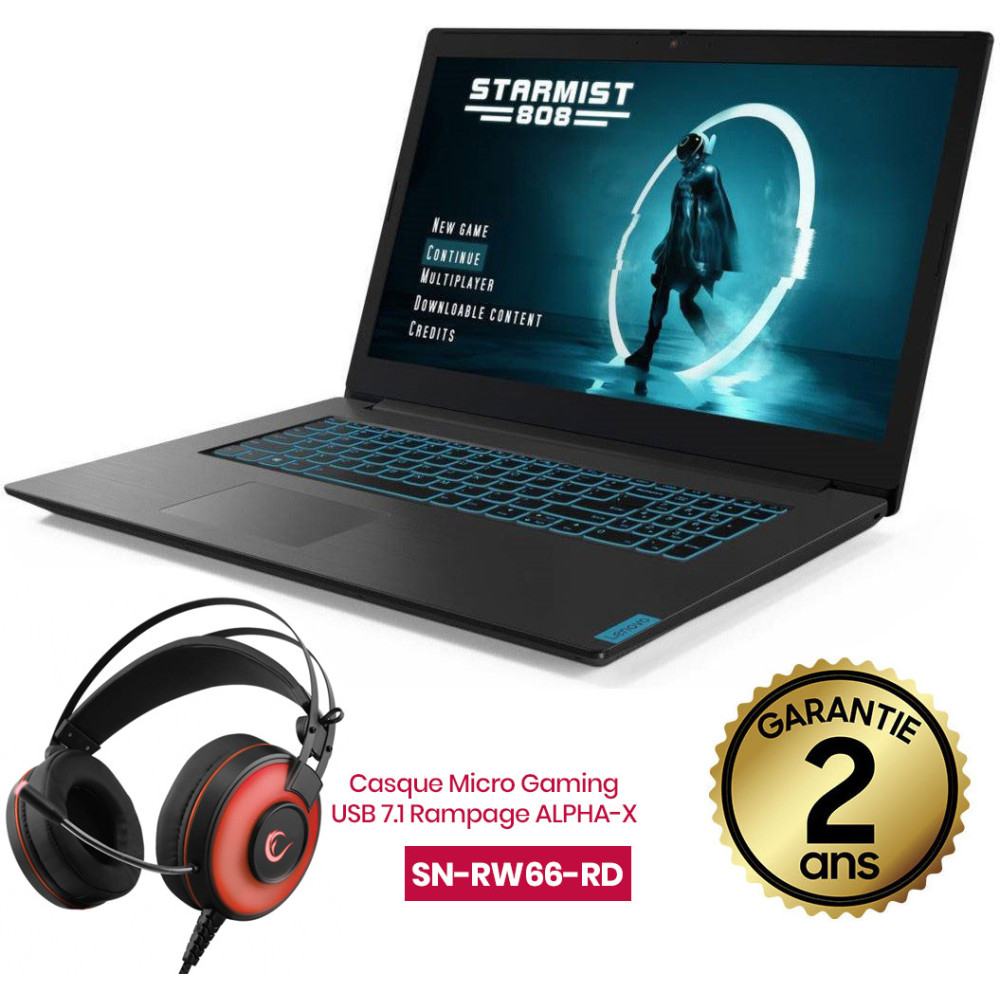 Pc portable Lenovo Ideapad L340-15IRH Gaming / i7 9è Gén / 8 Go + Casque Micro Gaming Rampage ALPHA-X Offerte