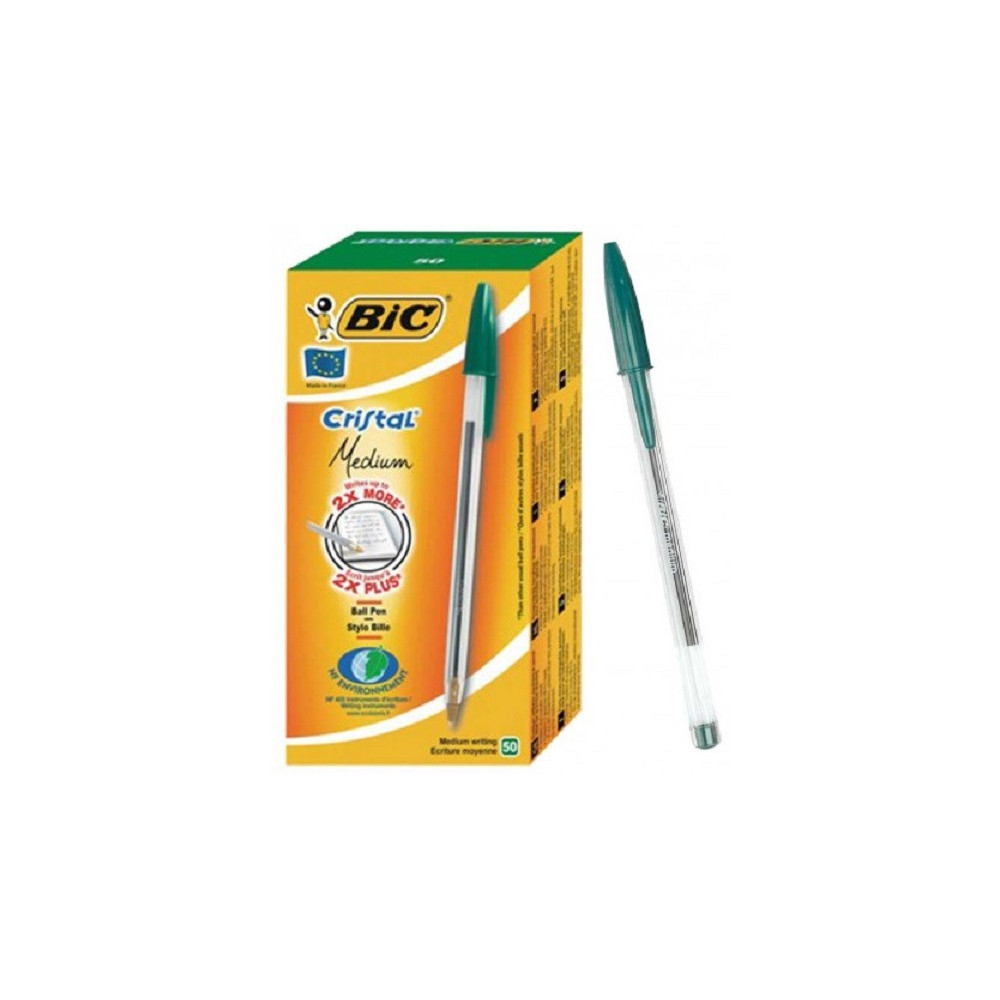 Pack de 50 Stylo à bille Cristal Medium BIC / Vert