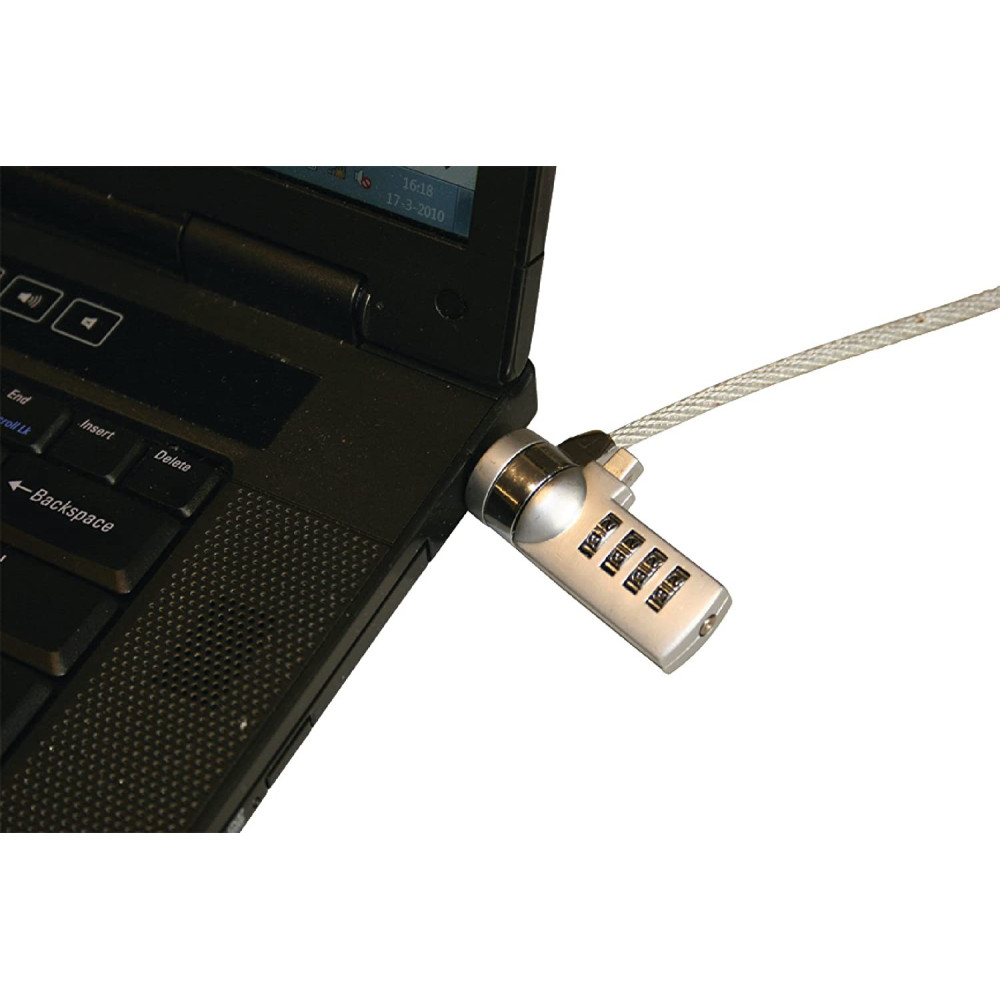 Cable antivol König Pour ordinateur portable Chiffre Metal / 1.8 m / Argent