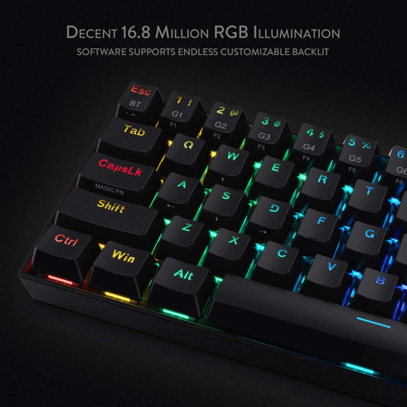 Clavier mécanique sans fil RVB compact Redragon K530 Draconic 60%, clavier  de jeu Bluetooth 5.0 conçu par TKL à 61 touches 