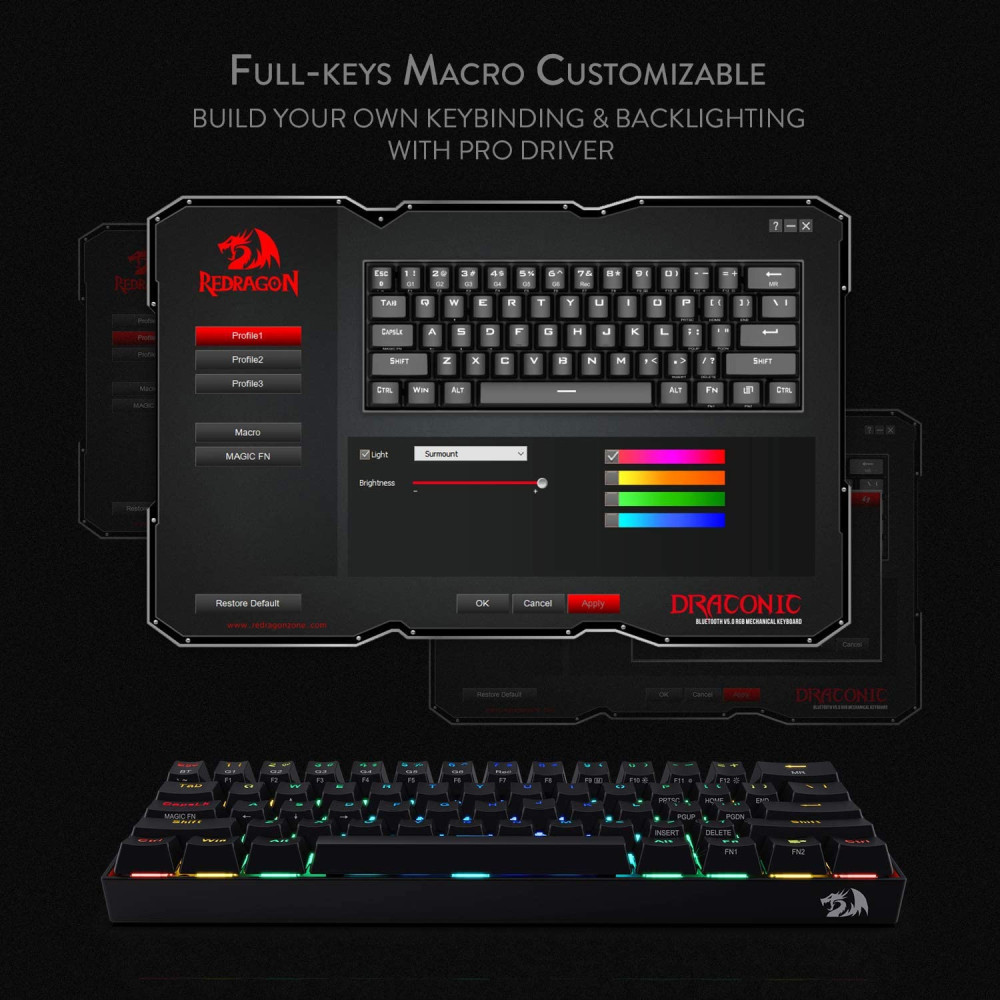 Clavier Mecanique Gaming Redragon Draconic K530 RGB - Brown Switch