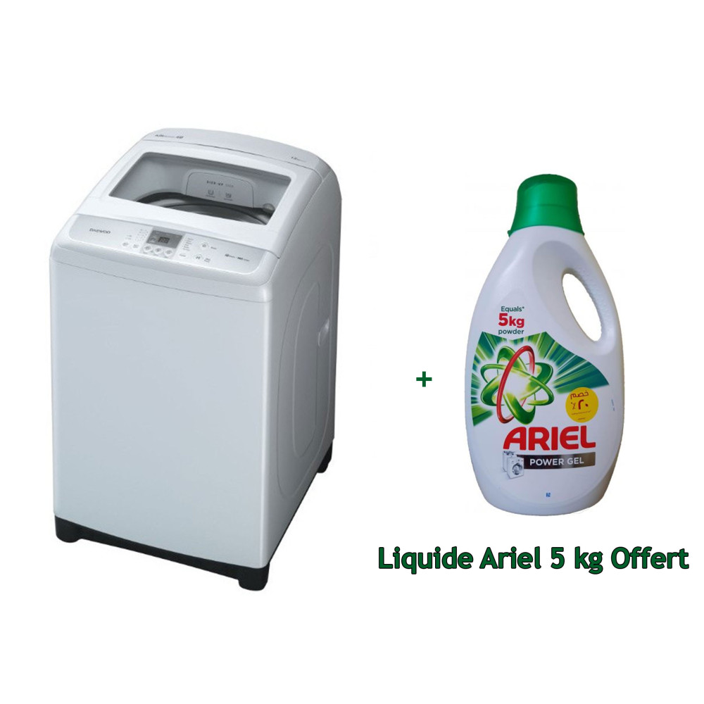 Machine à laver Top Load DAEWOO 11 Kg / Blanc + Liquide ariel 5Kg Offert