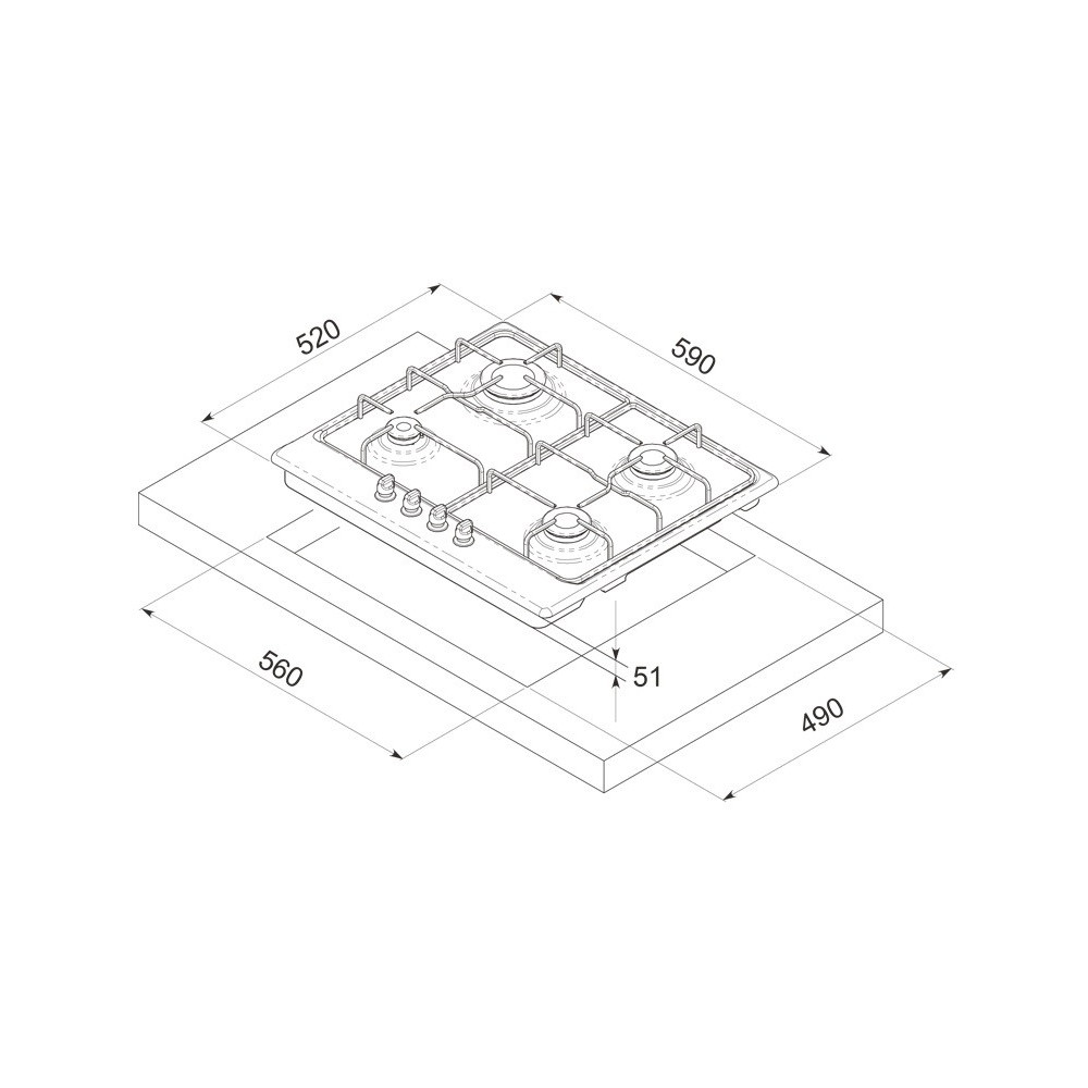 Table de cuisson Focus F.401B 60 cm Noir