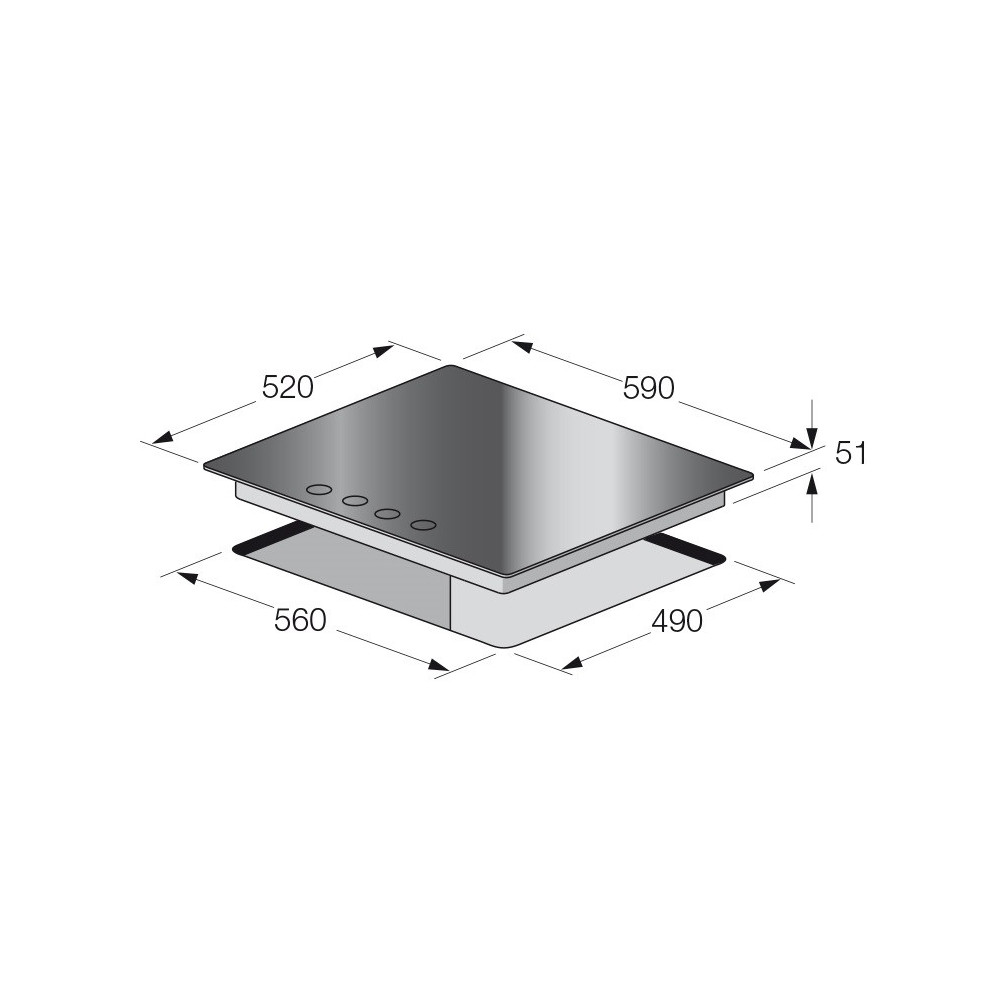 Table de Cuisson Encastrable Focus F.404B / 60 cm / Vitro Noir
