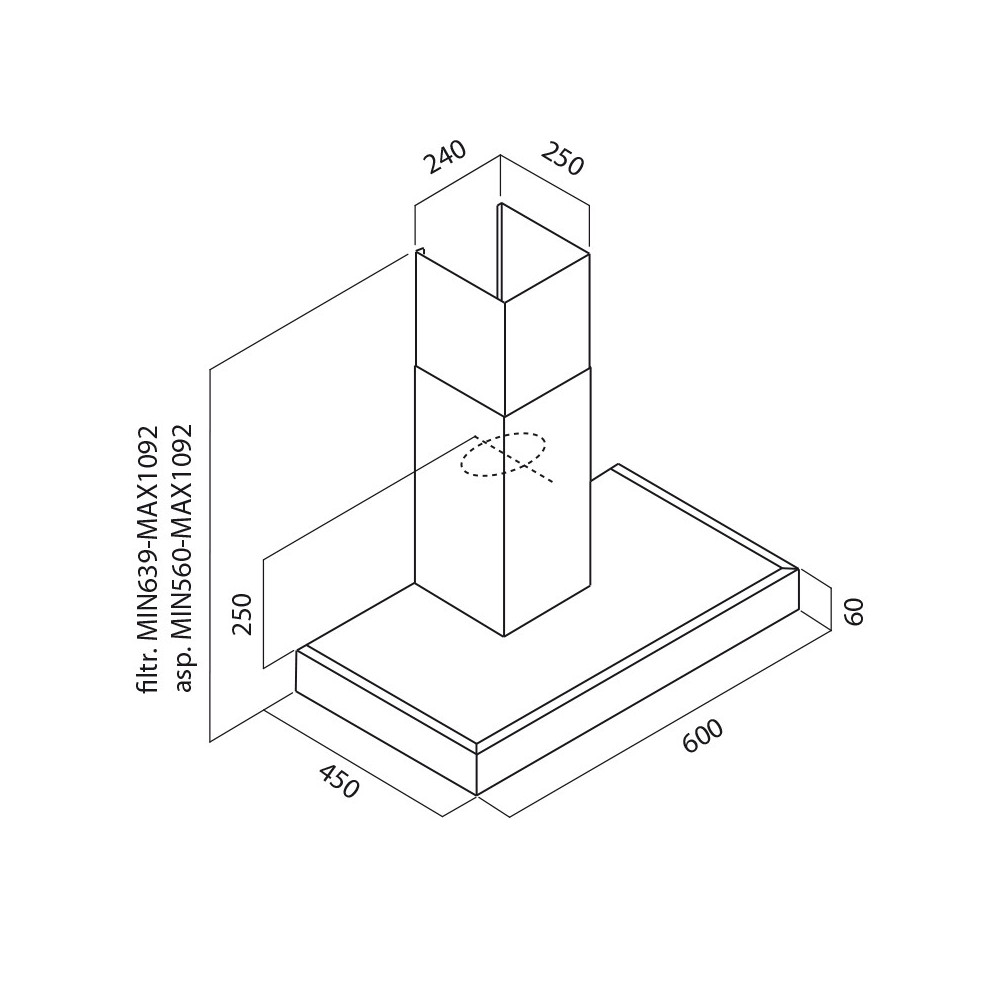 Hotte Cheminée Focus F.618X / Inox / 60 cm