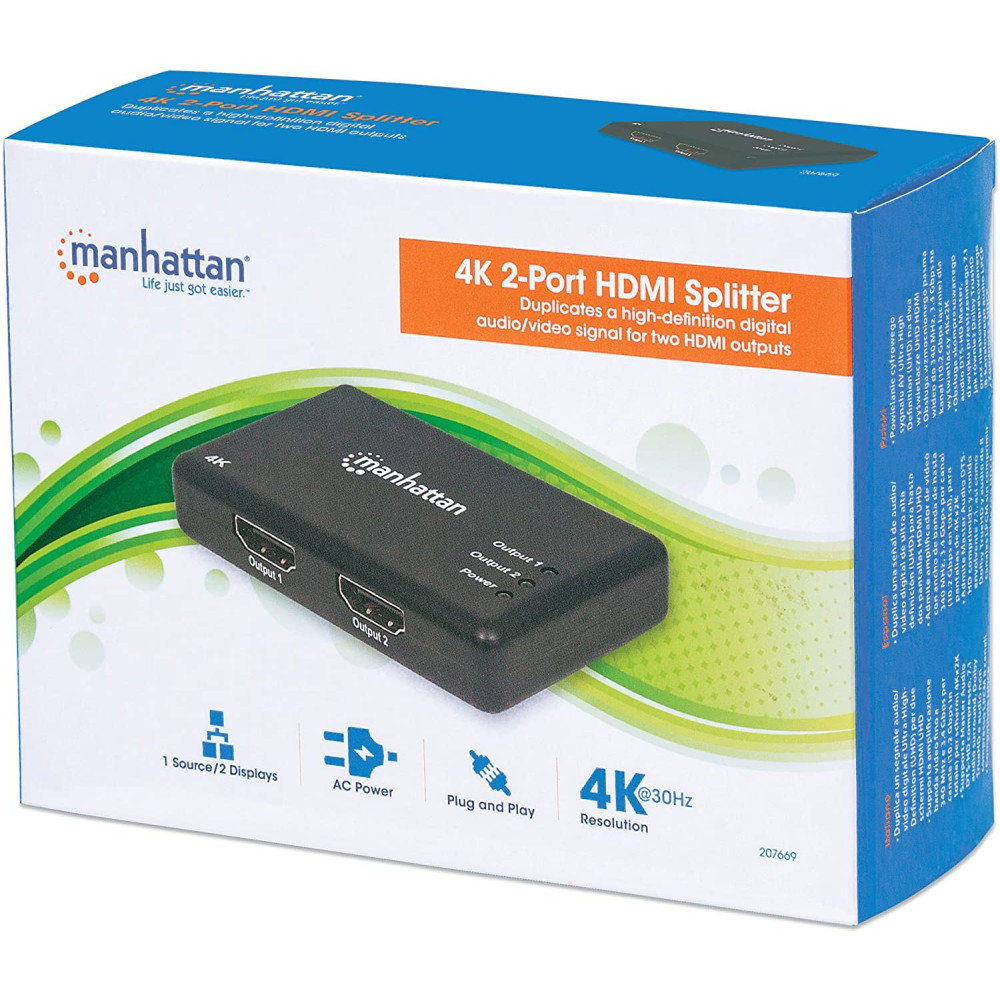 Splitter HDMI  2 ports 4K  /Noir