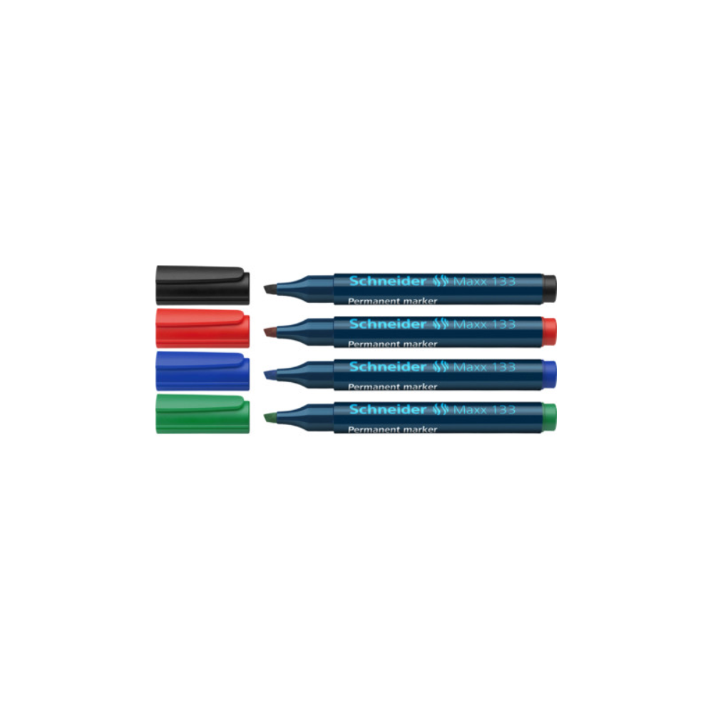 Pochette 4x Marqueur Permanent Schneider Maxx 133 assortis