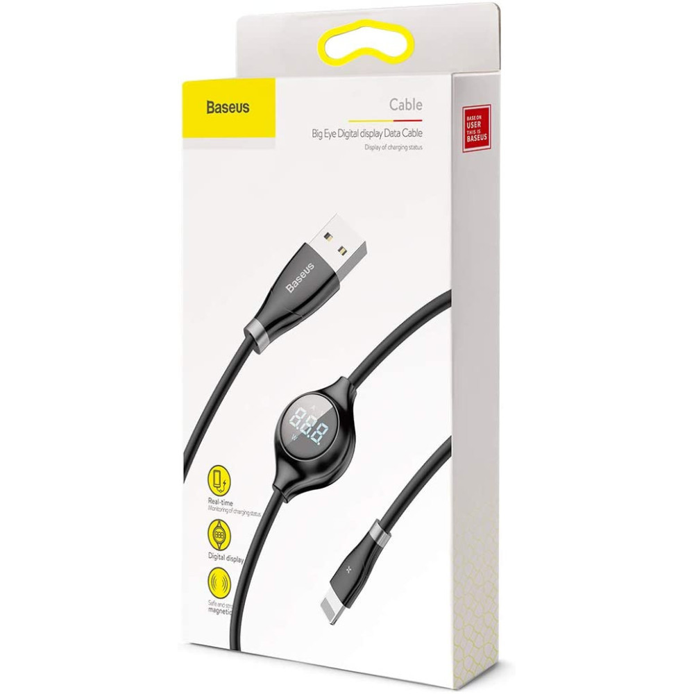 Câble USB baseus Big Eye Vers Lightning / affichage numérique / 2A / 1m / noir