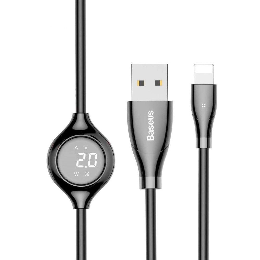Câble USB baseus Big Eye Vers Lightning / affichage numérique / 2A / 1m / noir
