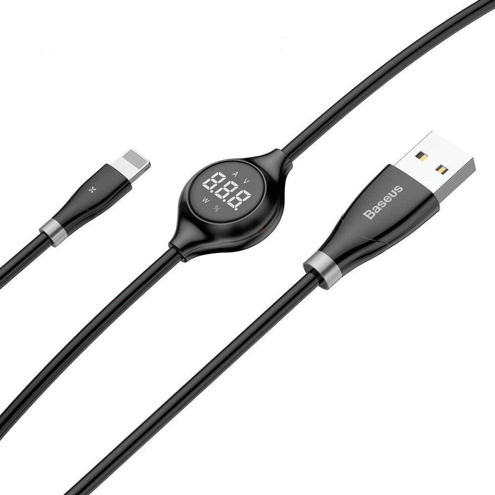 Câble USB baseus Big Eye Vers Lightning / affichage numérique / 2A / 1m / noir