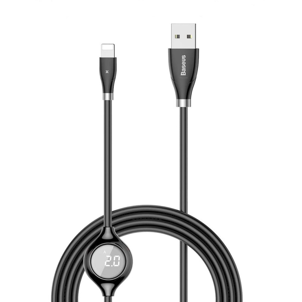 Câble USB baseus Big Eye Vers Lightning / affichage numérique / 2A / 1m / noir