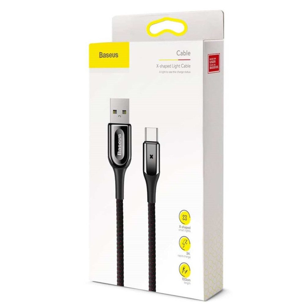 Câble USB Baseus X-Type Vers Type C / 1M / 3A / Noir