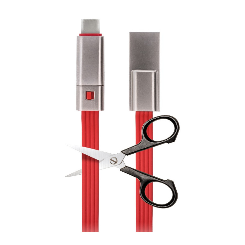 Câble USB réparable Forever Cut & Fix Vers Type C / 1.5A / 1.5m / Rouge