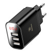 Chargeur mural Baseus Mirror Lake avec écran 3 Ports USB / 3.4A / Noir