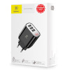 Chargeur mural Baseus Mirror Lake avec écran 3 Ports USB / 3.4A / Noir