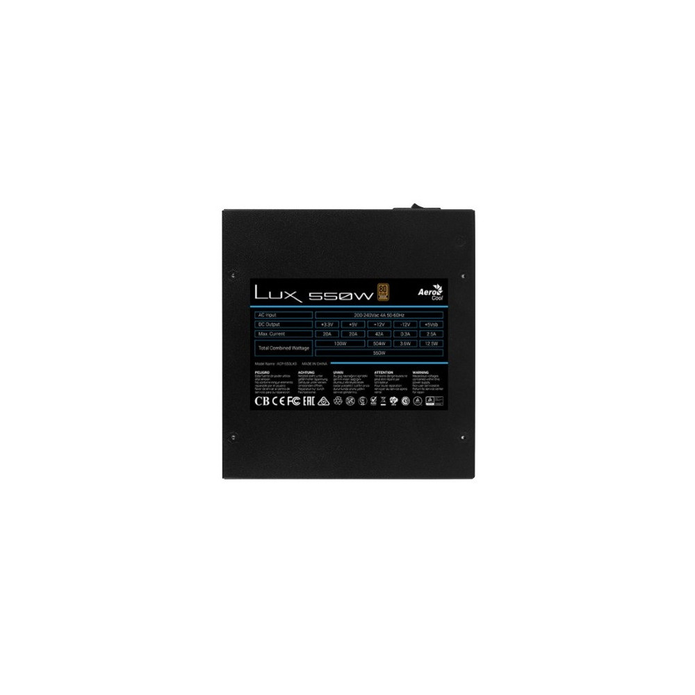 Boite d'alimentation Gaming Aerocool LUX 550W EU 230V Bronze APFC