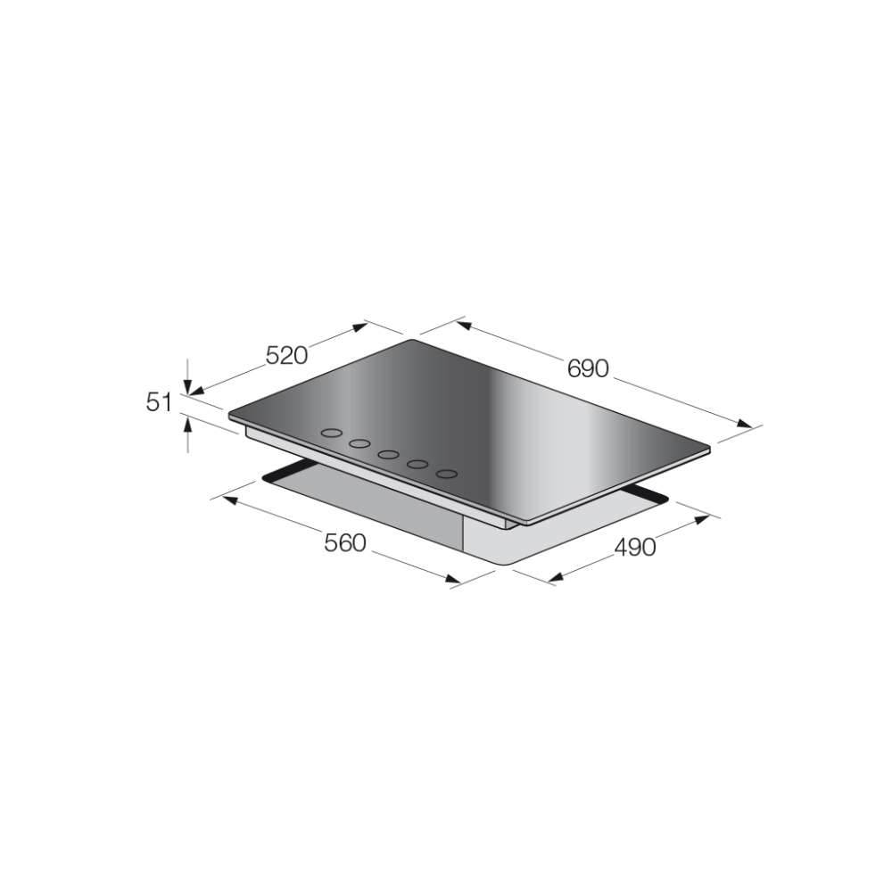 Table de cuisson Focus 5 Feux F 406B / 70 cm / Noir