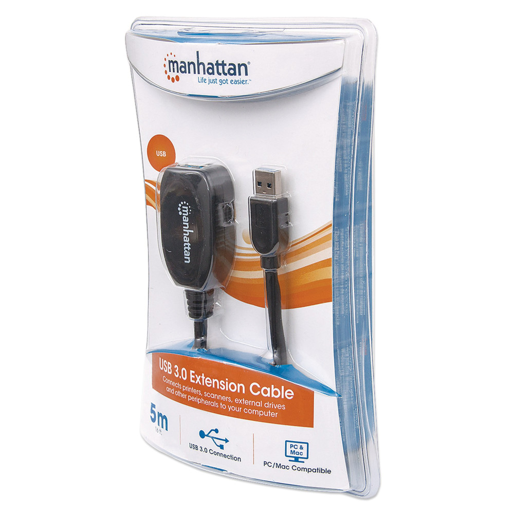 Rallonge Manhattan USB 3.0 A-A / 5M / Noir