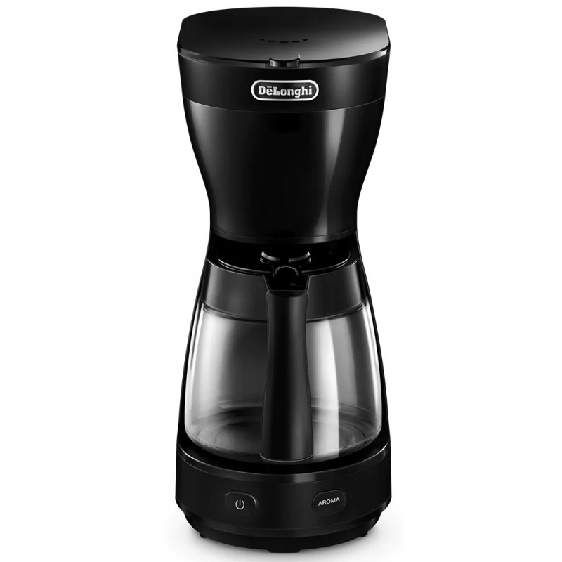 DELONGHI Cafetière thermos à filtre 1000W plastique noir, habillage inox,  isotherme, 1,25L, L16xP31xH35cm