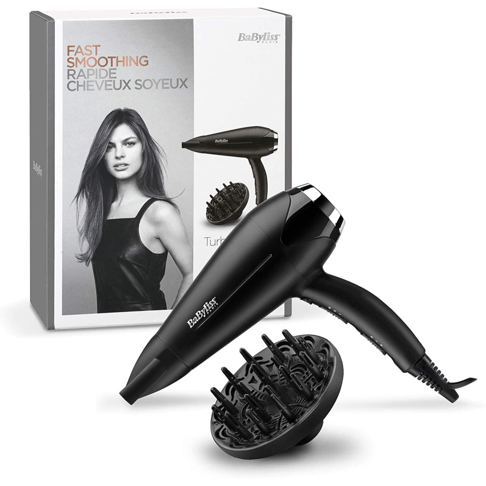 Sèche-cheveux Babyliss Turbo Shine D572DE / 2200 W / Noir & Argent