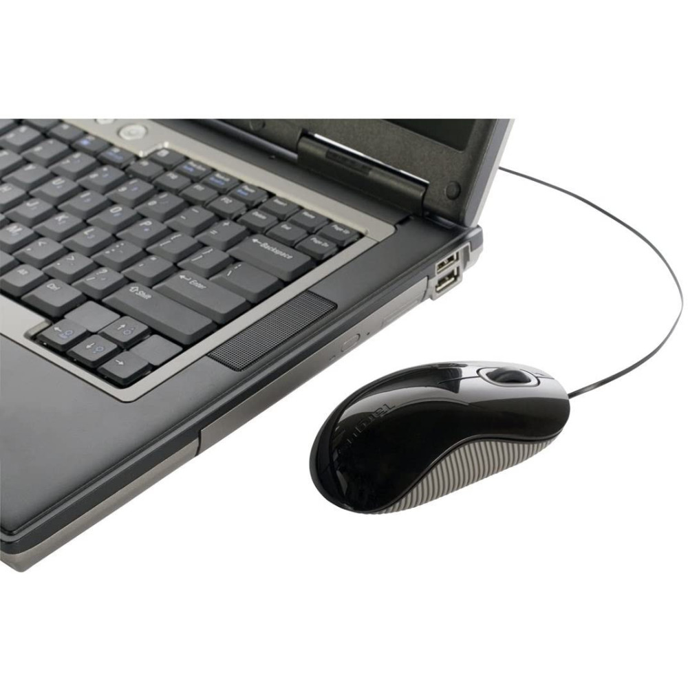 Souris optique USB Targus avec cordon rétractable / Noir & Gris