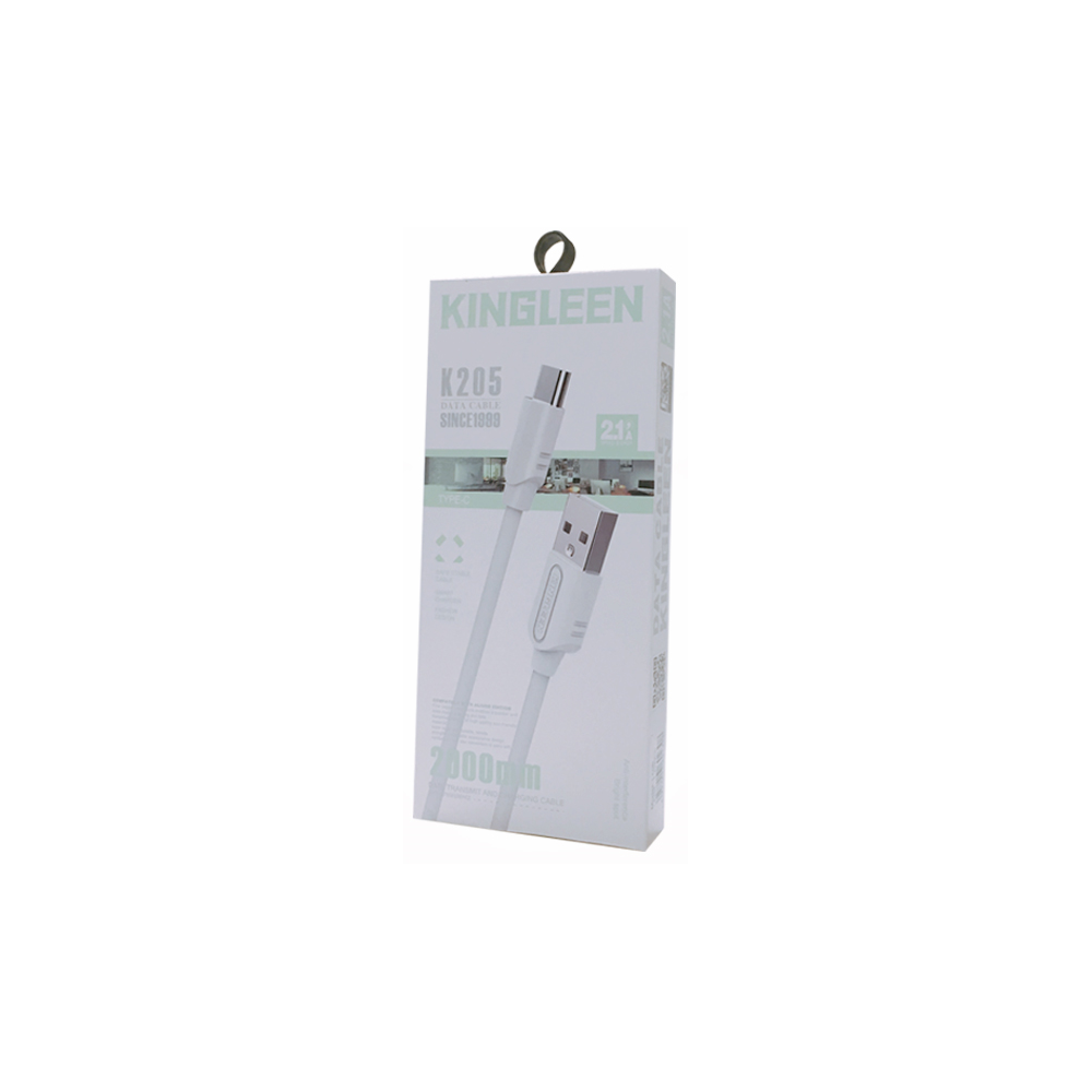 Câble USB Kingleen Pour Type C 2.1A / 2M / Blanc