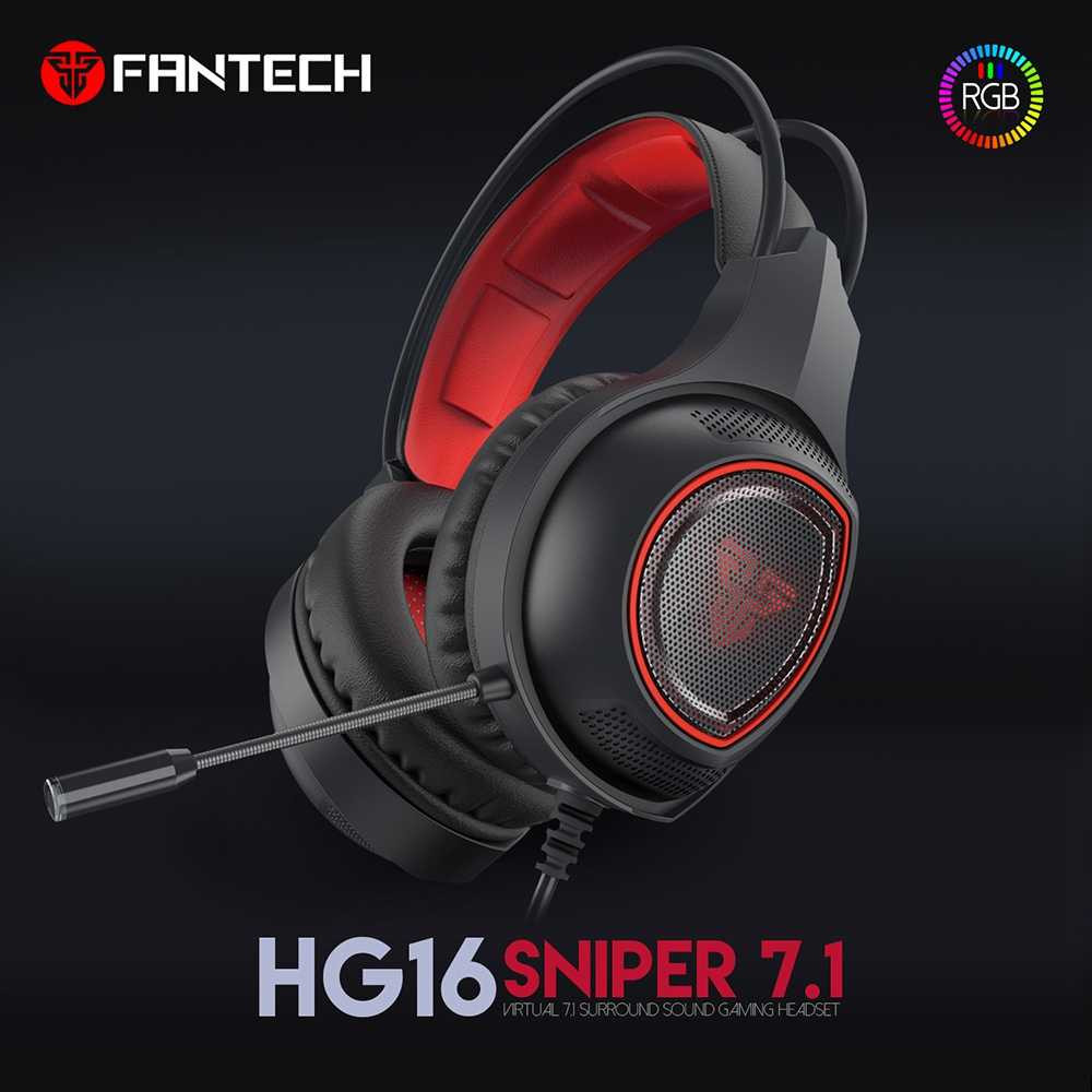 Casque Micro Gaming Fantech HG16 Sniper 7.1 / Noir & Rouge