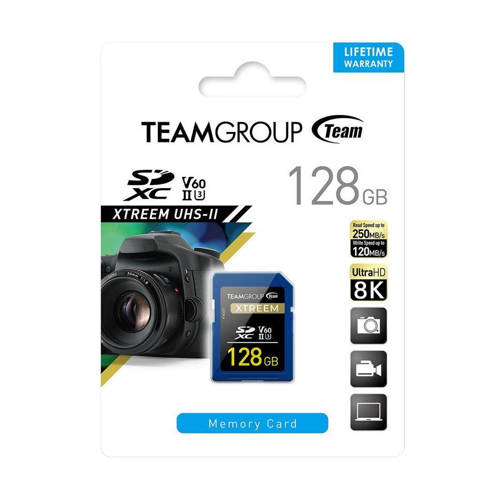 Carte SD Xtreem TeamGroup SDXC UHS-II / U3 / V60 / 128 Go