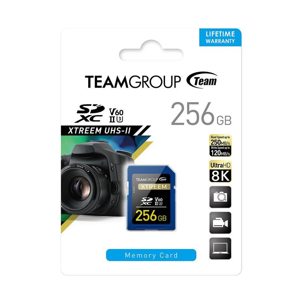 Carte SD Xtreem TeamGroup SDXC UHS-II / U3 / V60 / 256 Go