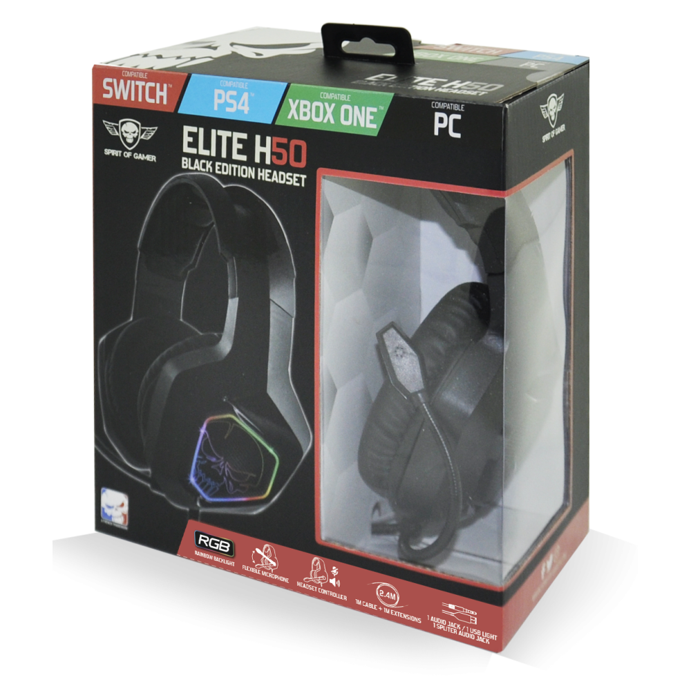 Casque Micro Spirit Of Gamer H50 Black Edition RGB /Noir