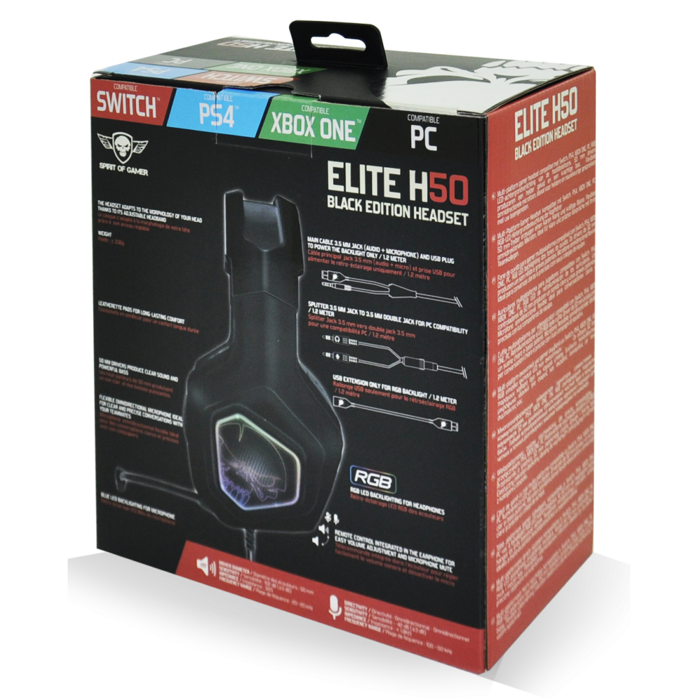 Casque Micro Spirit Of Gamer H50 Black Edition RGB /Noir