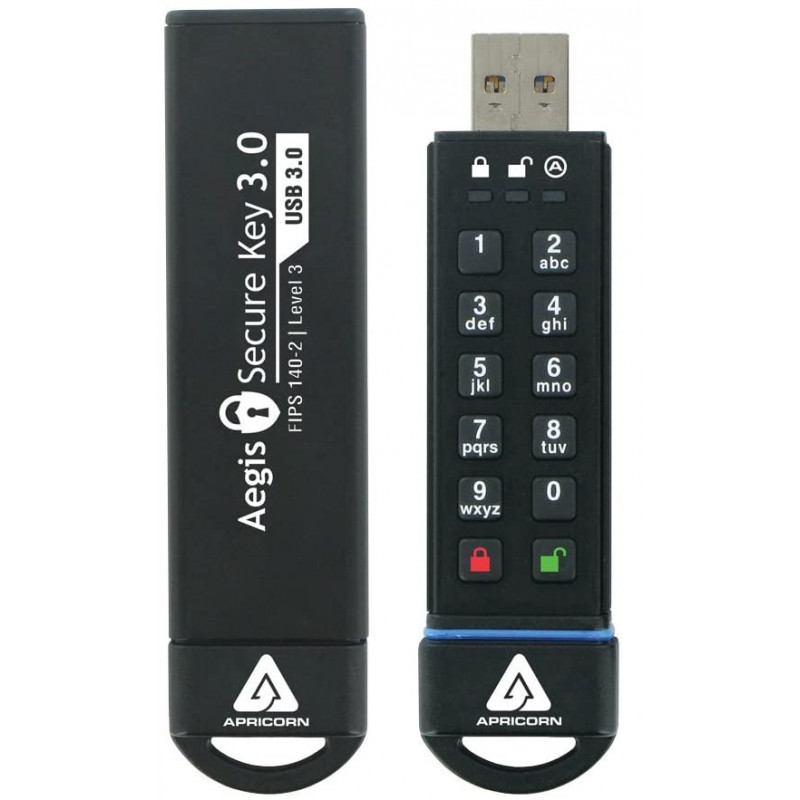 Clé USB Apricorn Aegis Secure Key 3.0 / 120 Go / Noir