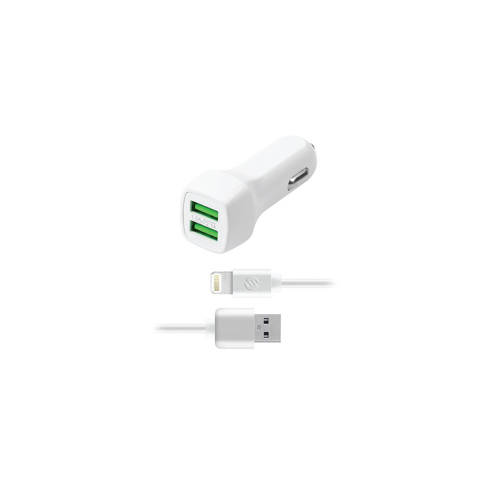 Chargeur Allume Cigare S-Link AC30B 2.1A avec câble lightning pour iPhone