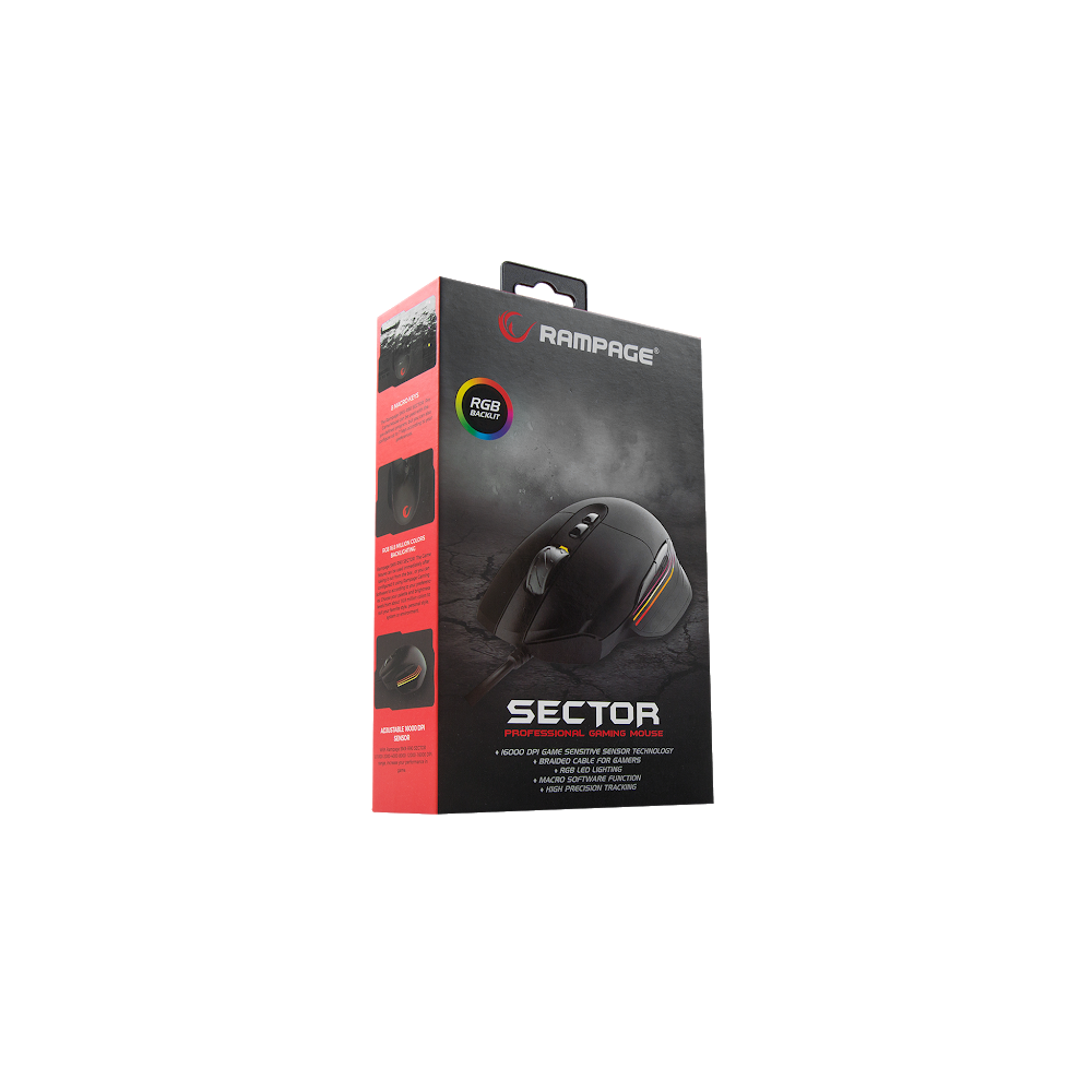 Souris USB Gaming Pro Rampage SECTOR SMX-R90 / RGB 16 000dpi