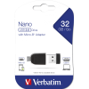 Clé USB Nano Verbatim avec adaptateur Micro USB / 32 Go / Noir