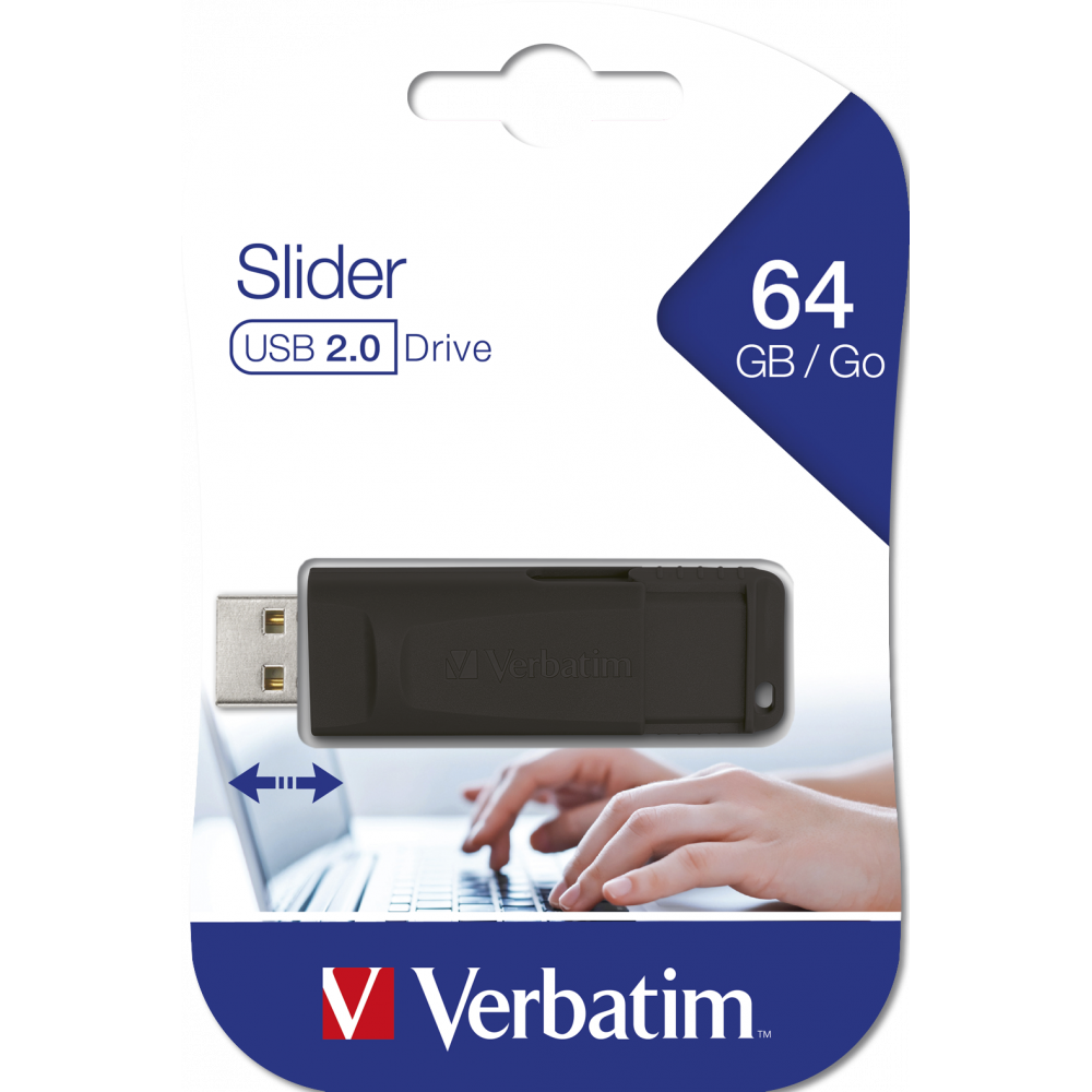 Clé USB Verbatim Store 'n' Go Slider / 64 Go / Noir