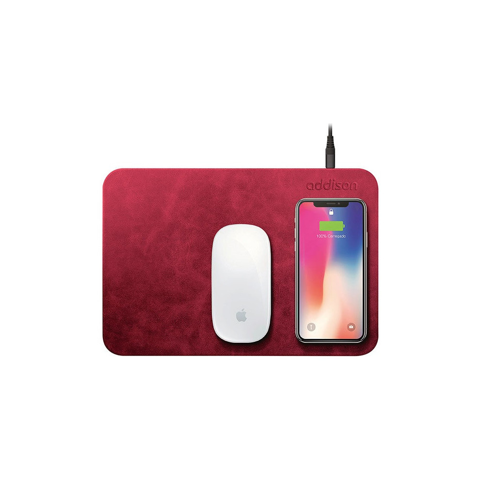 Chargeur sans Fil Addison WMP-15 + Tapis de souris / Rouge