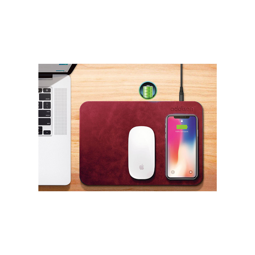 Chargeur sans Fil Addison WMP-15 + Tapis de souris / Rouge
