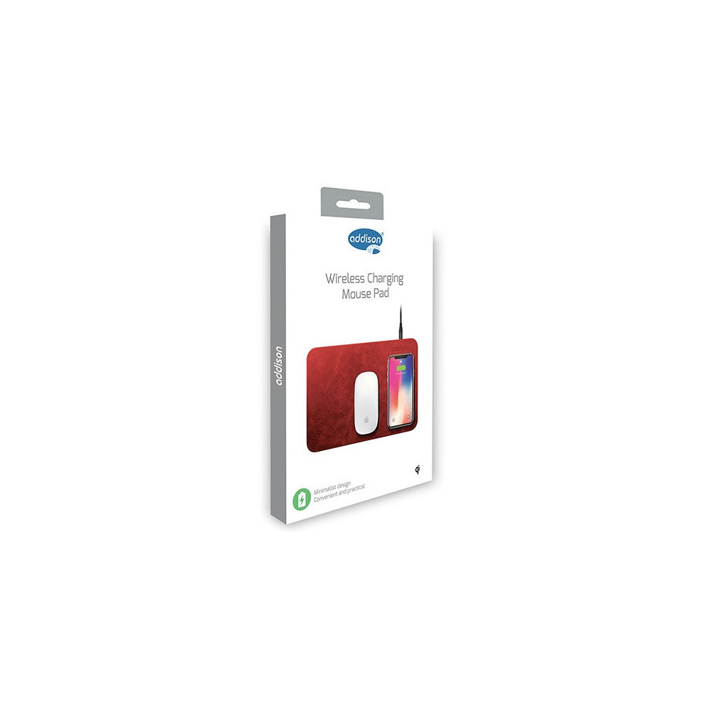 Chargeur sans Fil Addison WMP-15 + Tapis de souris / Rouge