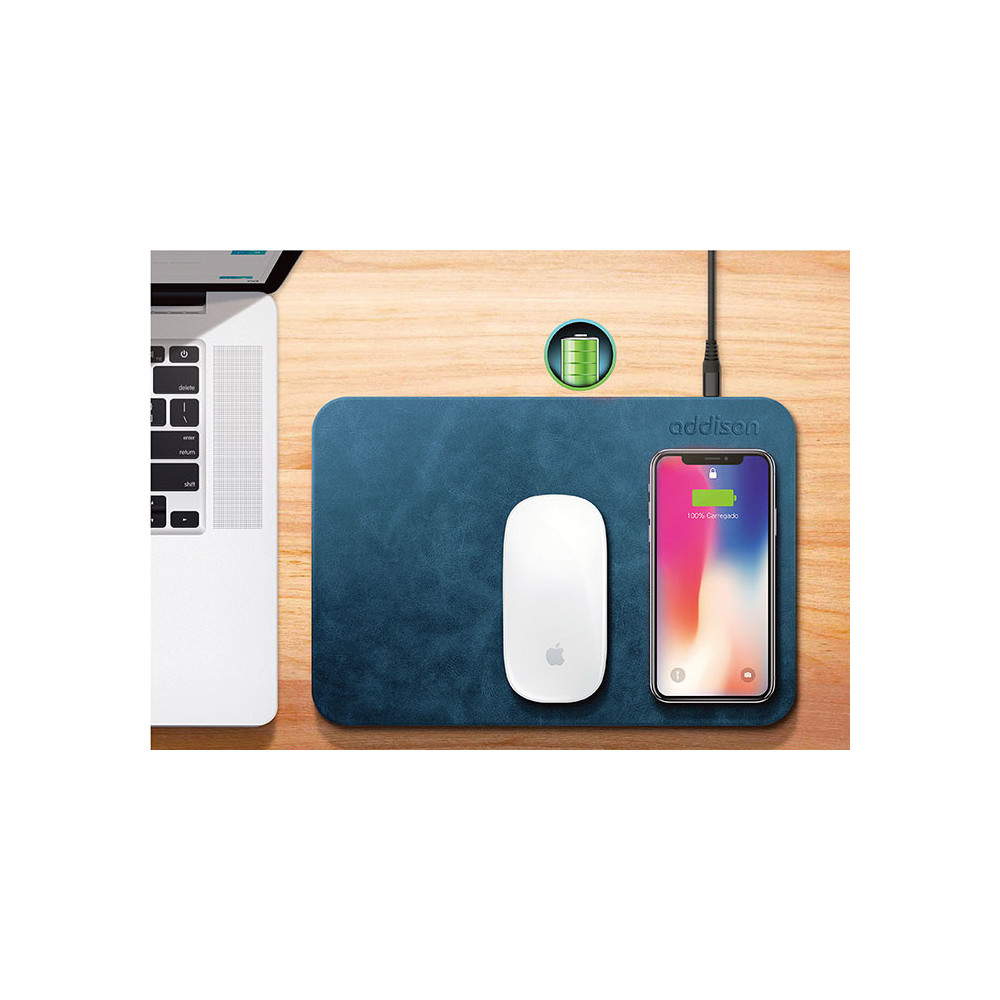 Chargeur sans Fil Addison WMP-15 + Tapis de souris / Bleu