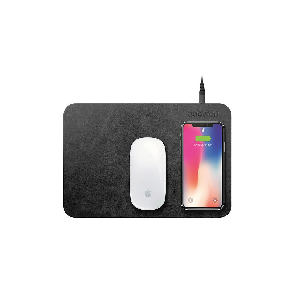Chargeur sans Fil Addison WMP-15 + Tapis de souris / Noir