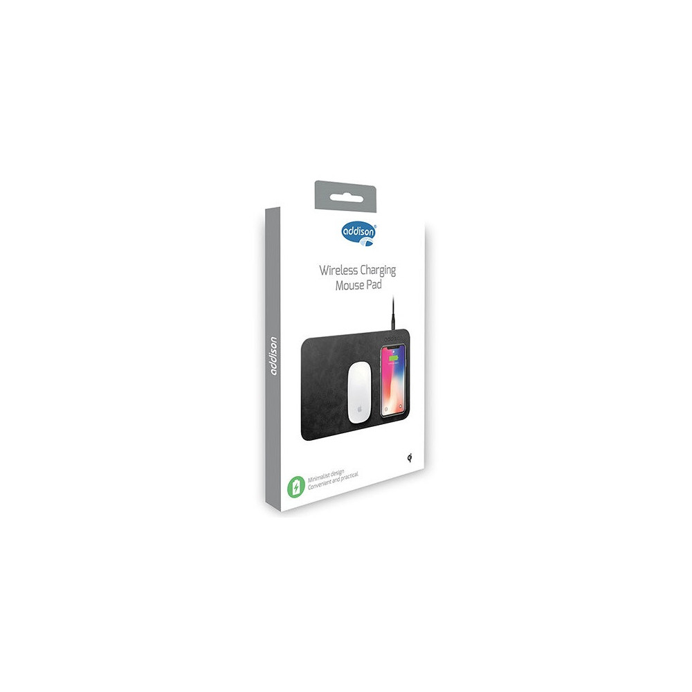 Chargeur sans Fil Addison WMP-15 + Tapis de souris / Noir
