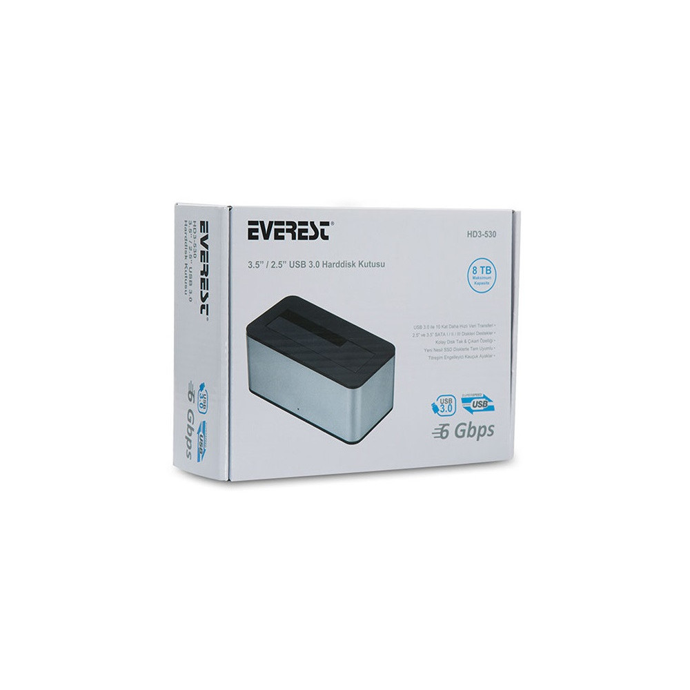 Boîtier Disque Dur Externe Everest HD3-530 2.5" & 3.5 " Usb 3.0 / Noir