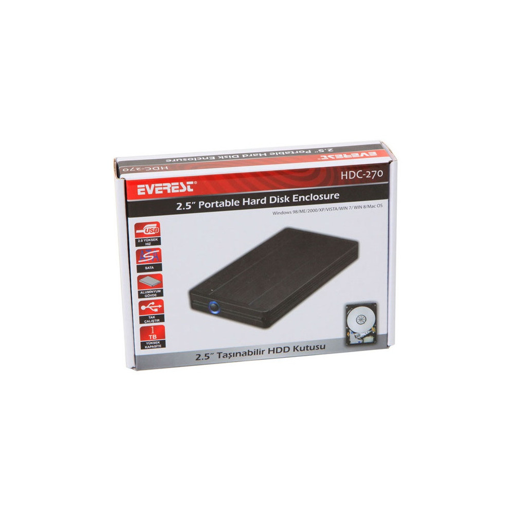 Boîtier Disque Dur Externe Everest HDC-270 2.5 Usb 2.0 / Noir