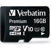 Carte mémoire Verbatim micro SDHC Class 10 avec Adaptateur / 16 Go